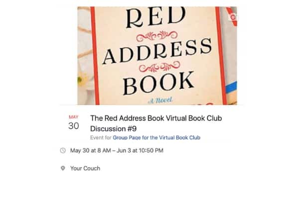 The Red Address Book Virtual Book Club Event Information 