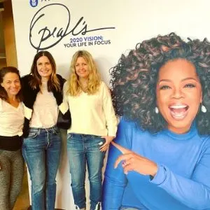 photo opportunity at cardboard cutout of oprah at vision tour