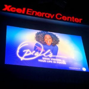 screen of oprah winfrey at the xcel energy center