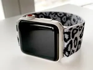 elastic snow leopard apple watch band