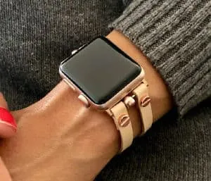 vegan leather cream colored apple watch band