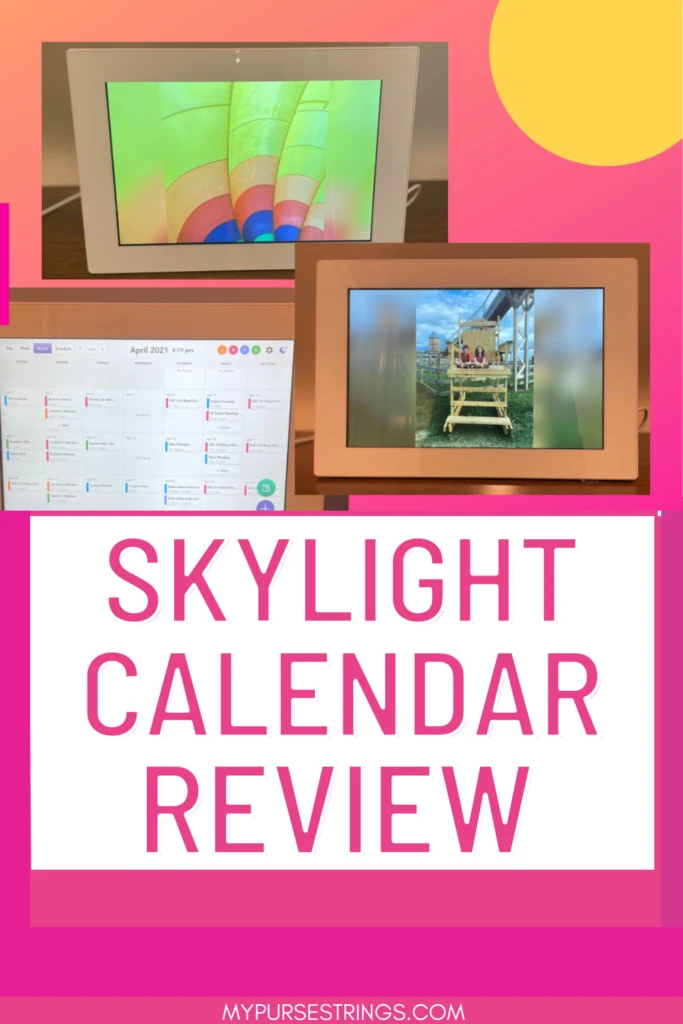 bright pink background text overlay skylight calendar review