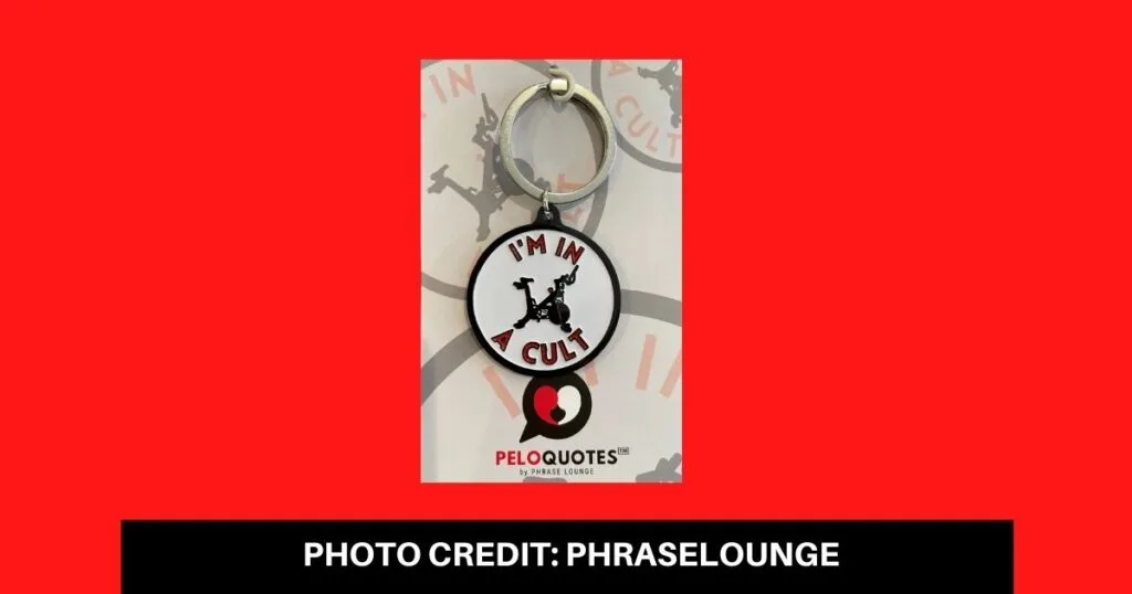 i'm in a cult peloton keychain