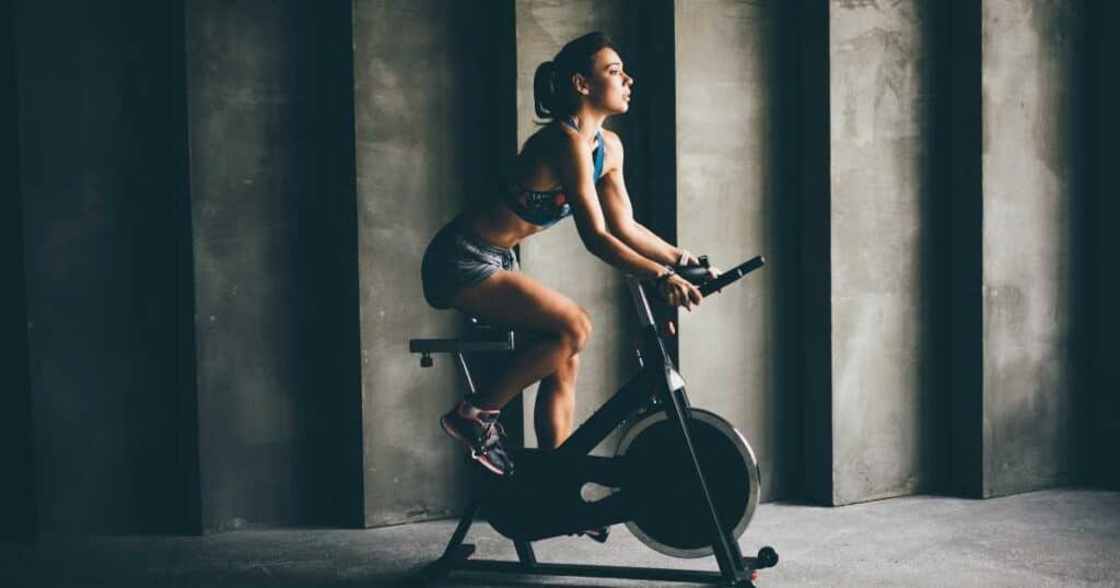 woman on spin bike