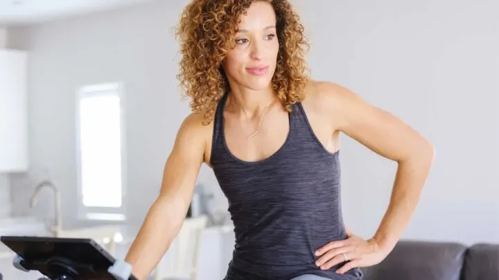 woman on spin bike