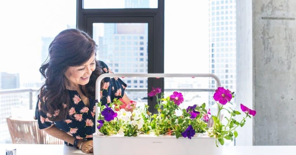 woman and smart garden flowers