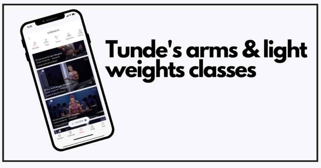 iphone peloton app with tunde strength classes