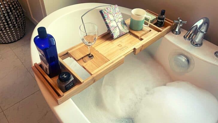 bathtub accessories over bubbles