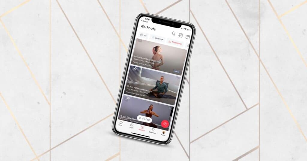 sample of Peloton meditation classes on iPhone