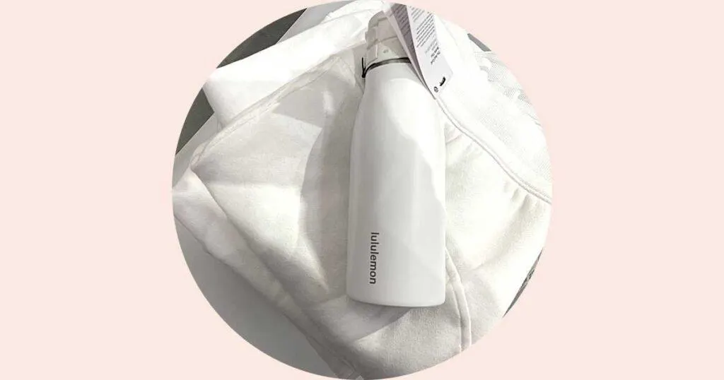 white hot cold Lululemon water bottle