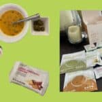 prolon soup, bar, tea, green background
