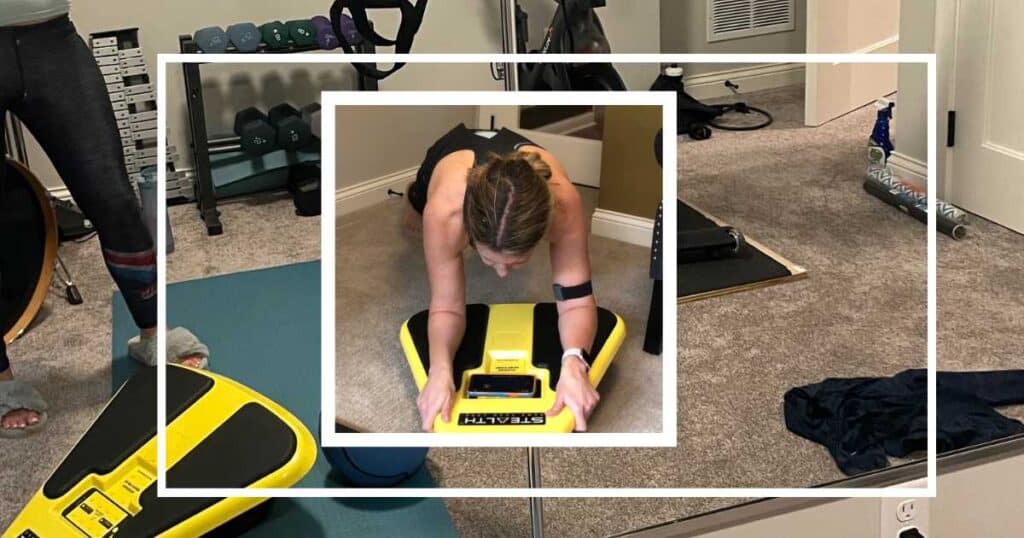 woman using yellow stealth core trainer in home gym