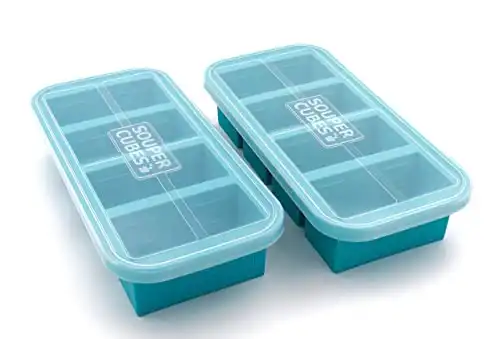 Souper Cubes 1-Cup Silicone Freezing Tray - Freeze and Store Food in 1-Cup  Portions, Aqua, 2-Pack, with lids dishwasher and oven safe freezer  containers 