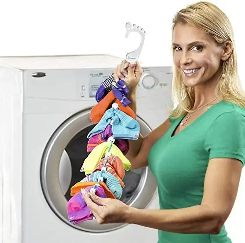 SockDock Sock Laundry Tool & Storage Hanger for Washing Drying & Storing Paired Socks, 2-Pack