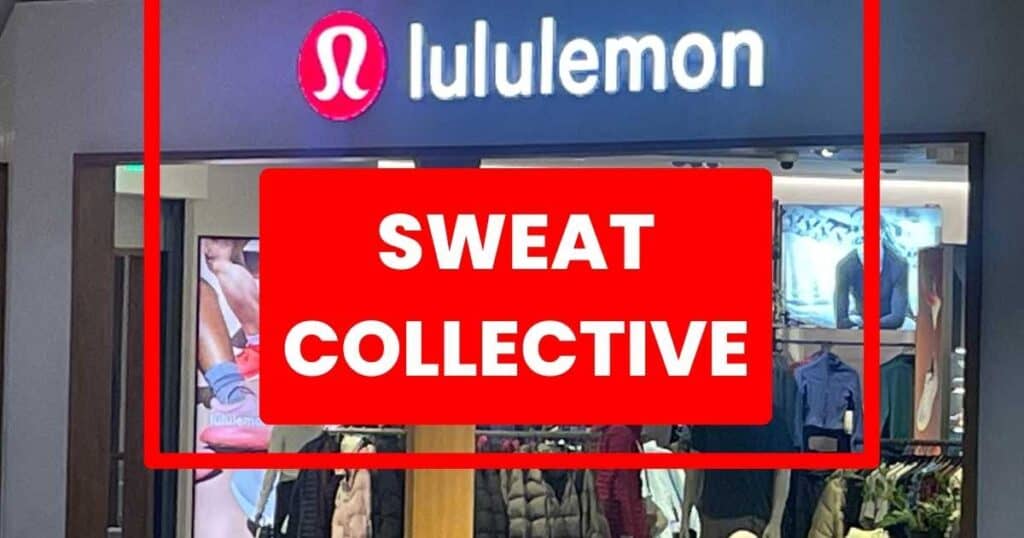 lululemon store red text box white lettering sweat collective