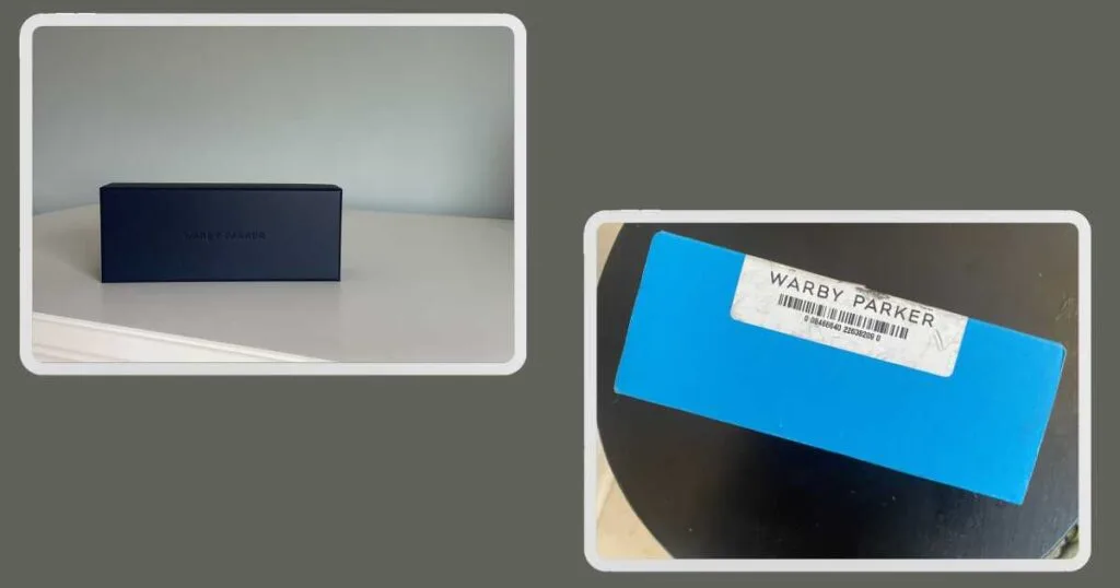 warby parker glasses in case and in shipping box