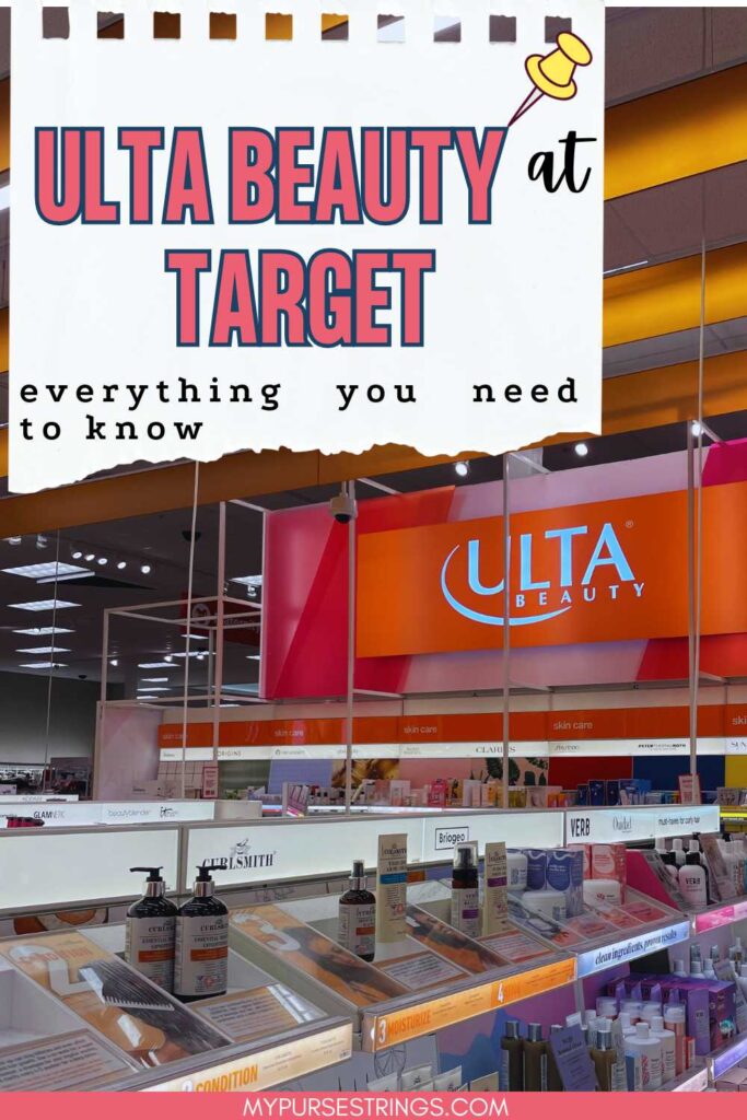 ripped piece of paper with text overlay ulta beauty at target with store aisle in background
