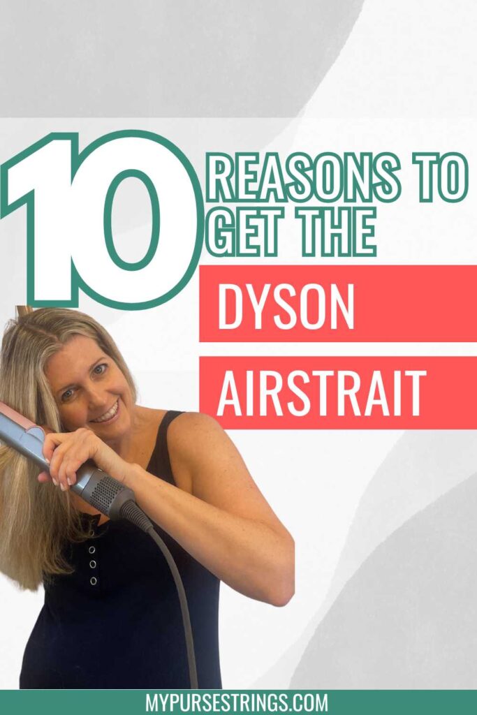 red box text overlay 10 reasons to get the dyson airstrait woman using it