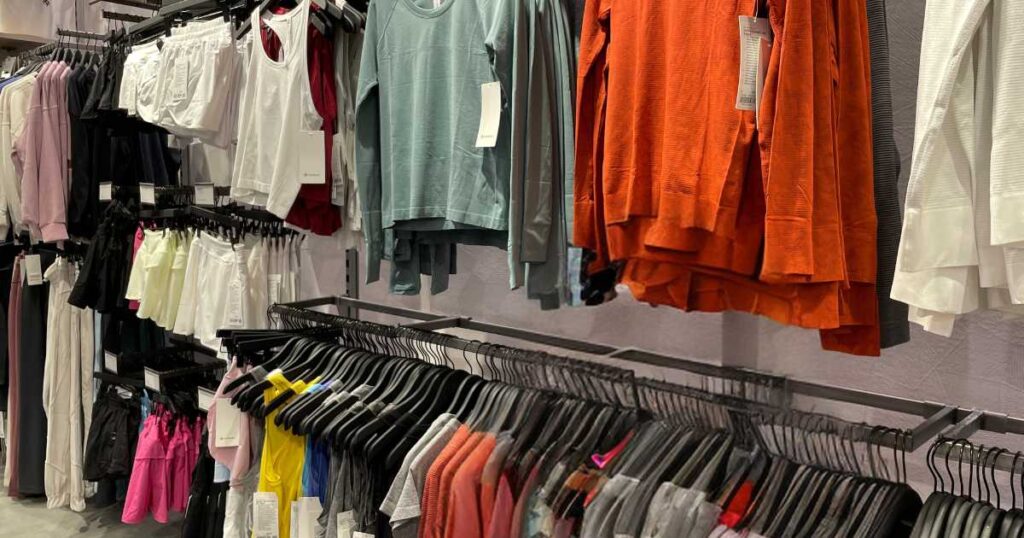 racks of lululemon clothes inside store