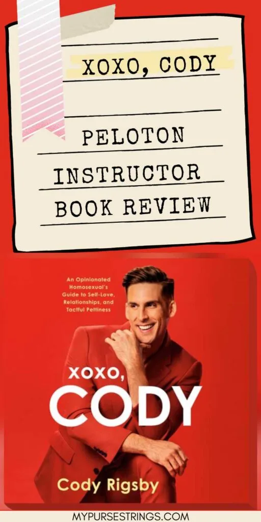 type written font xoxo cody peloton instructor book review red background and rigsby book cover