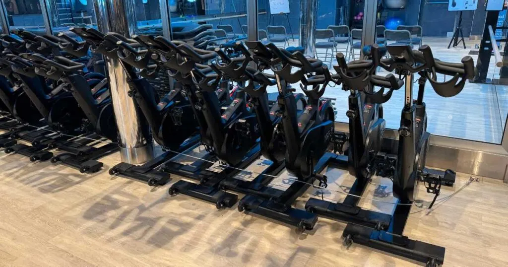 spin bikes cables together in gym on Carnival cruise line