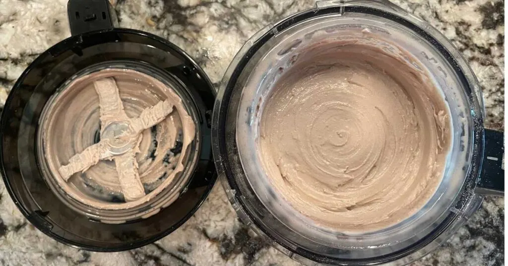 Ninja Creami container with whipped ice cream inside